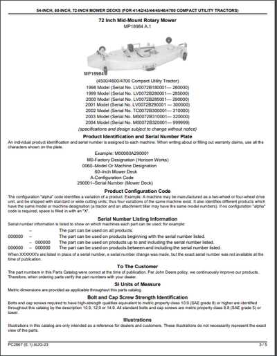 john deere 60 mower deck parts diagram