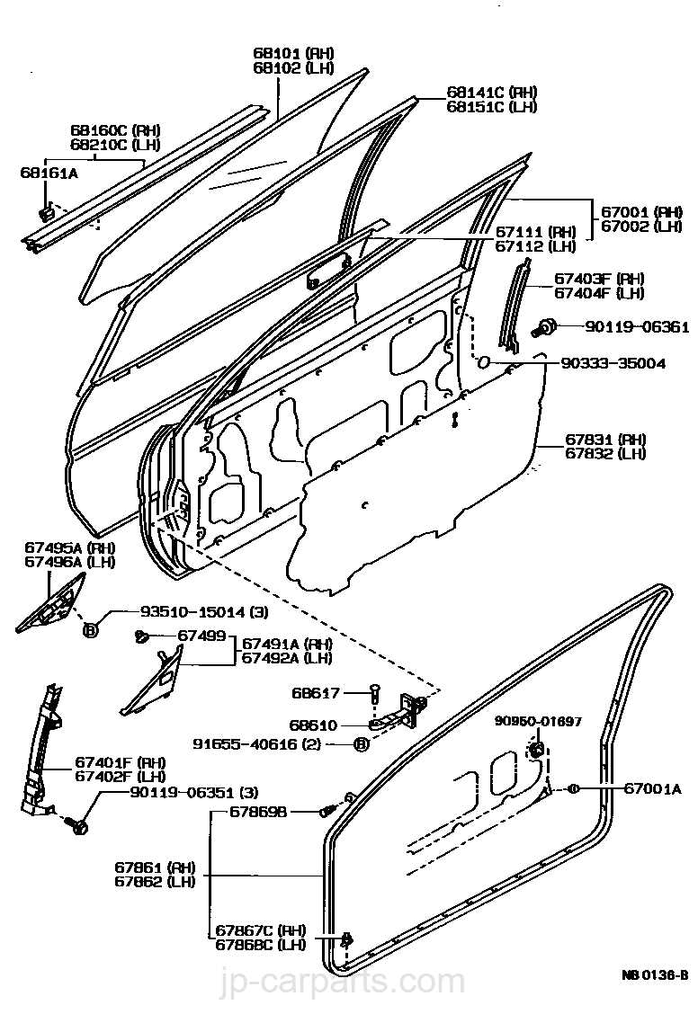 toyota corolla door parts diagram