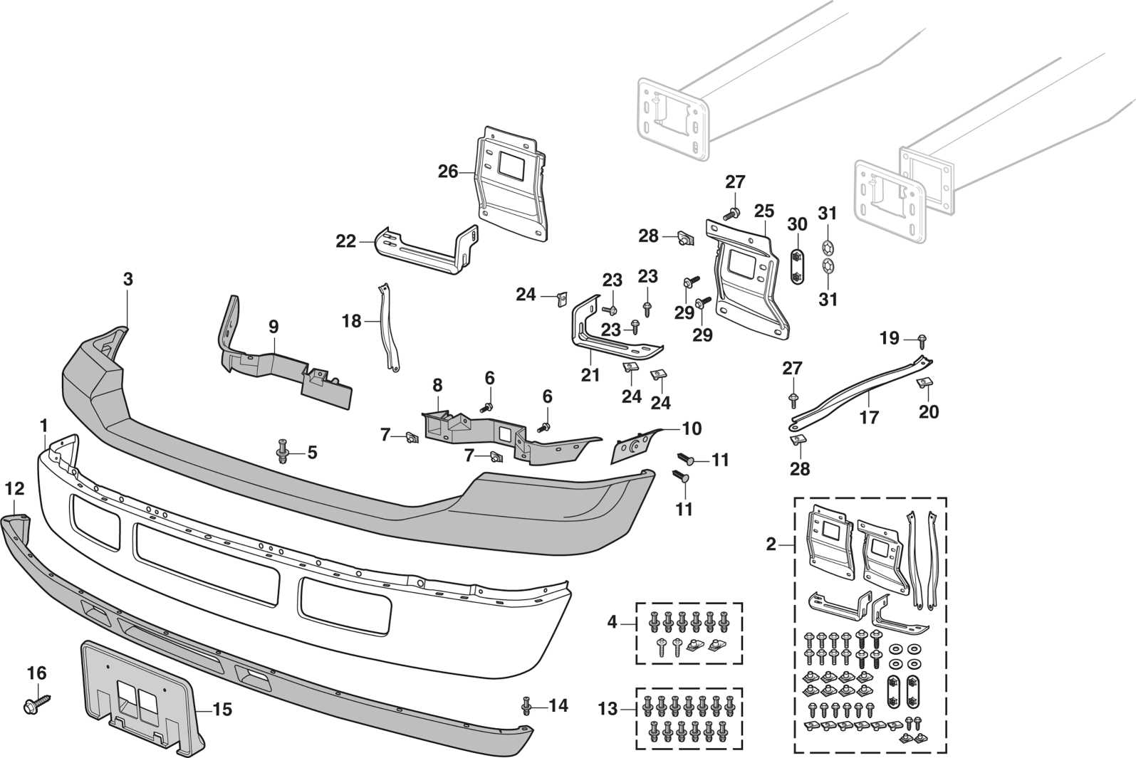 front bumper parts diagram