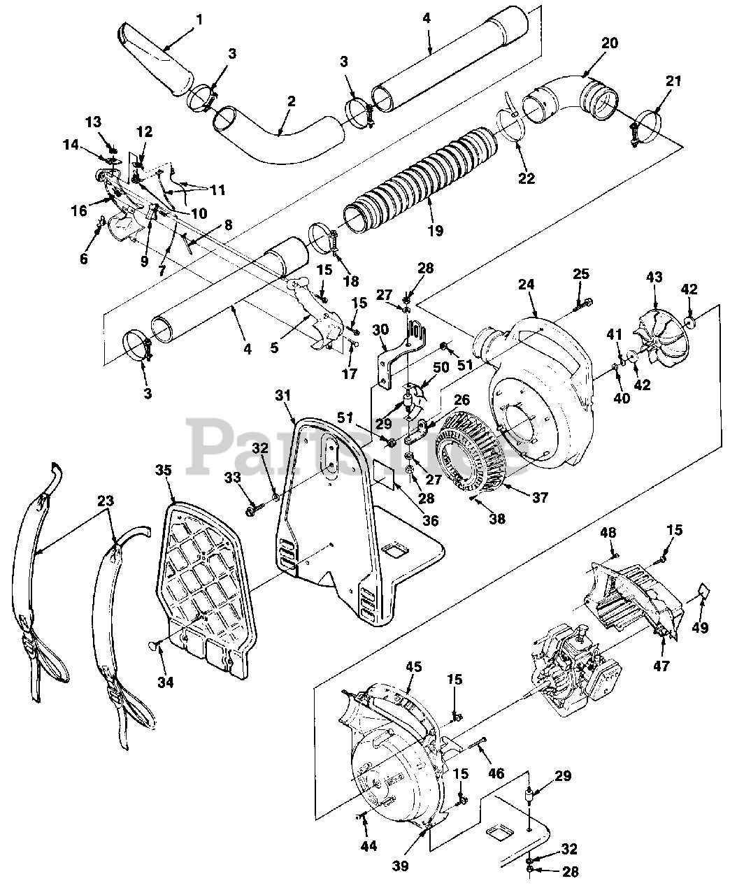 homelite leaf blower parts diagram