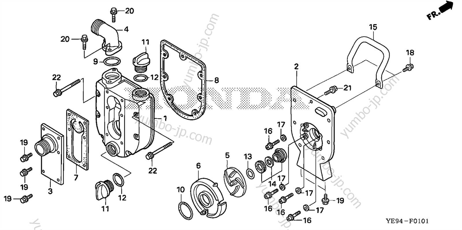 honda wx10 water pump parts diagram