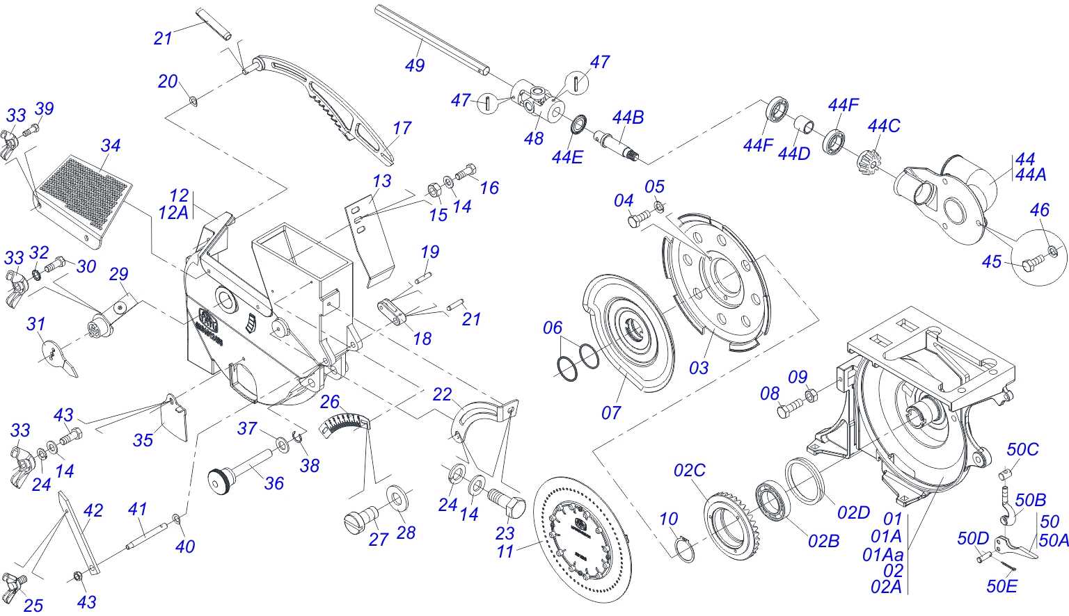 husqvarna snow blower parts diagram