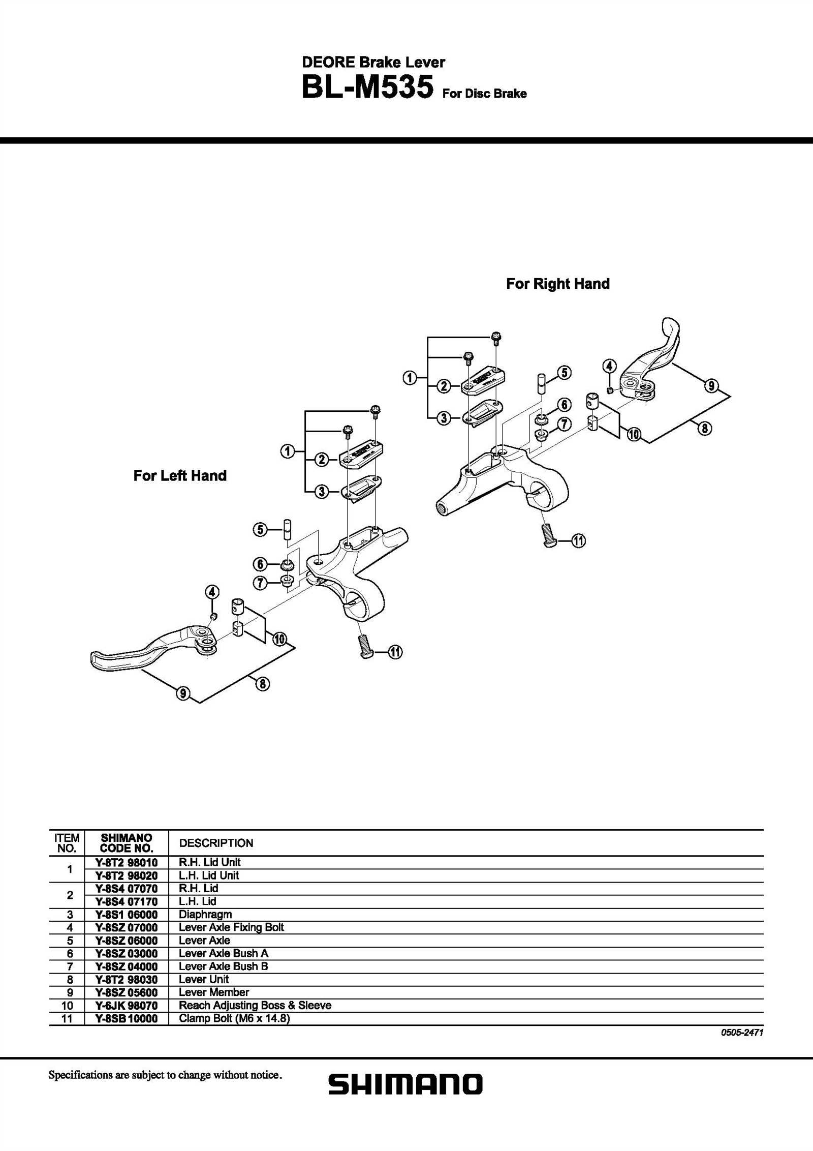 shimano deore parts diagram