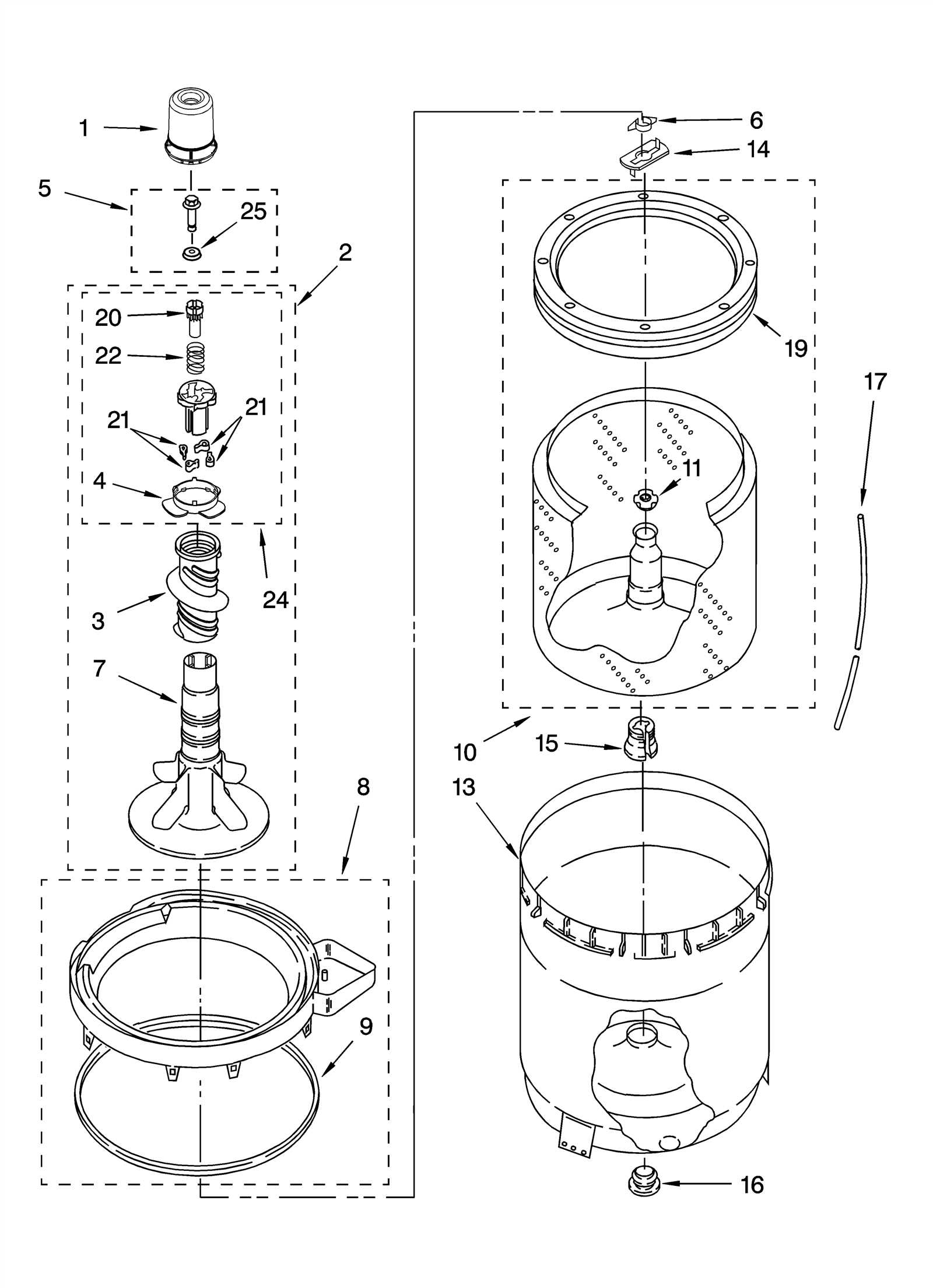 kenmore washer agitator parts diagram