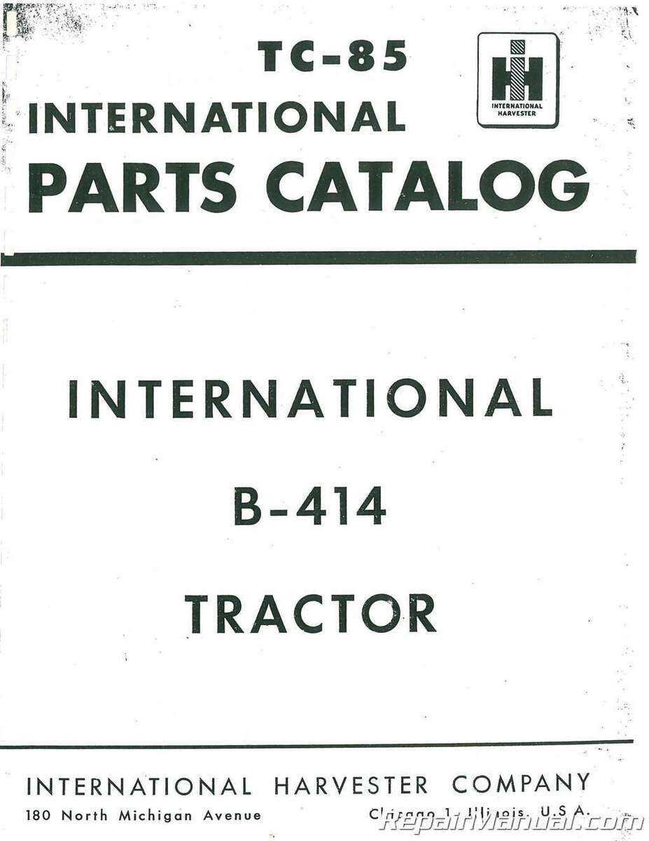 international b414 parts diagram