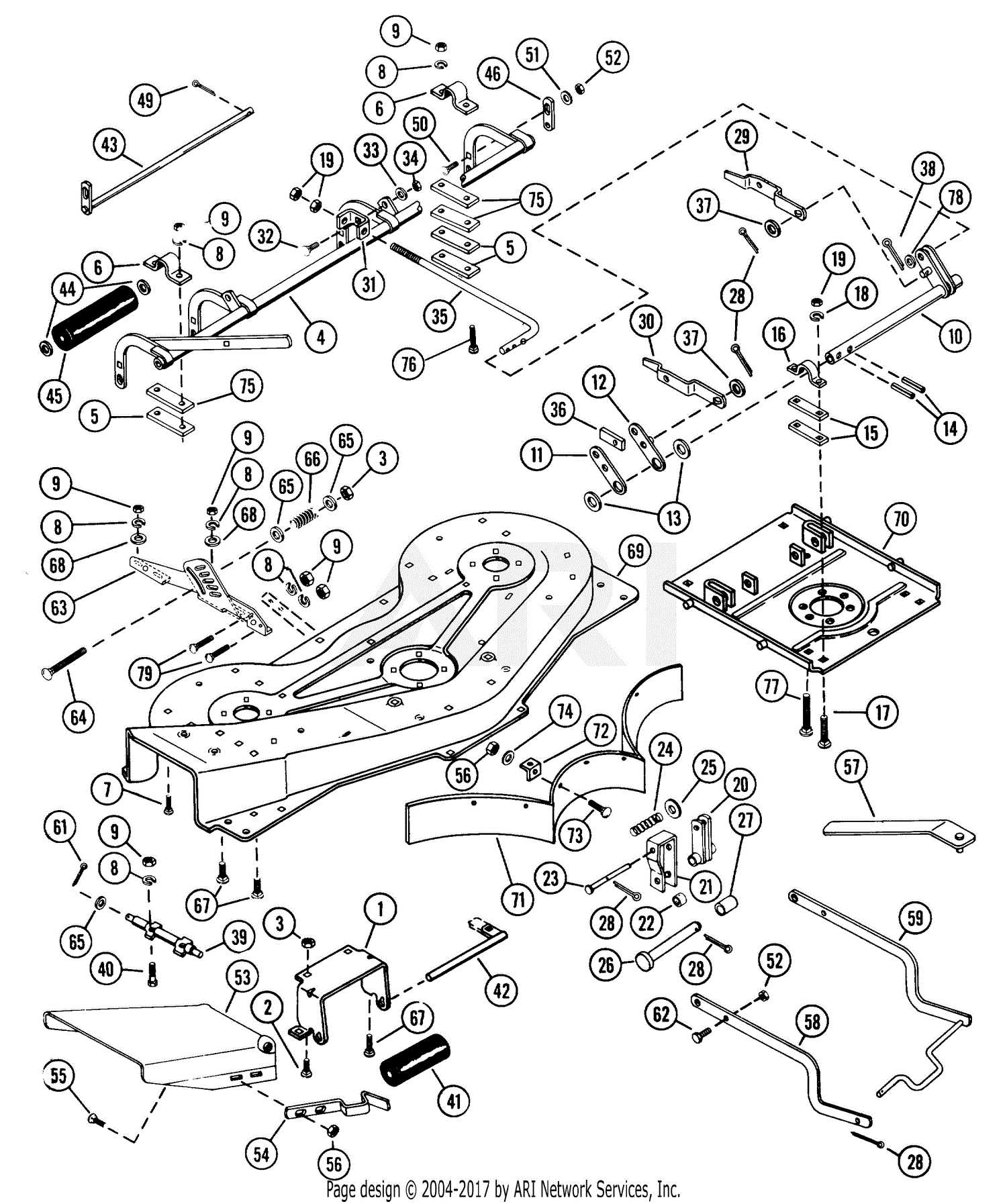 cub cadet rzt 50 deck parts diagram