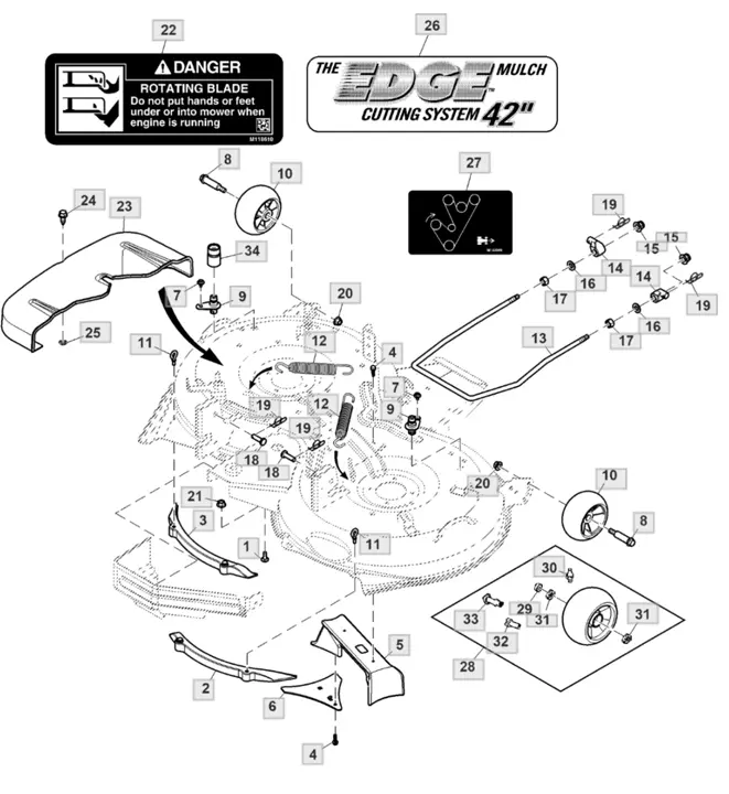 john deere freedom 42 mulching deck parts diagram