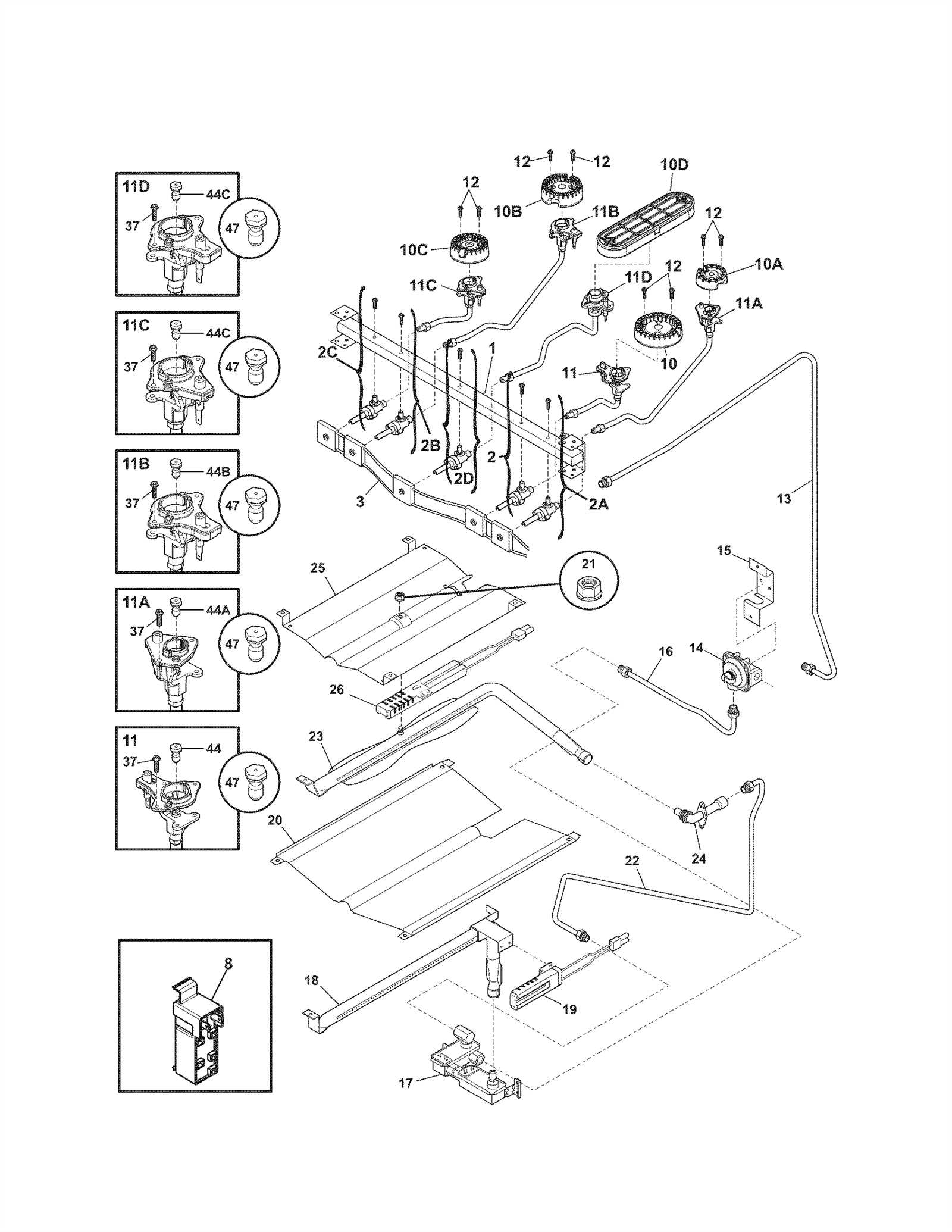 kenmore gas range parts diagram