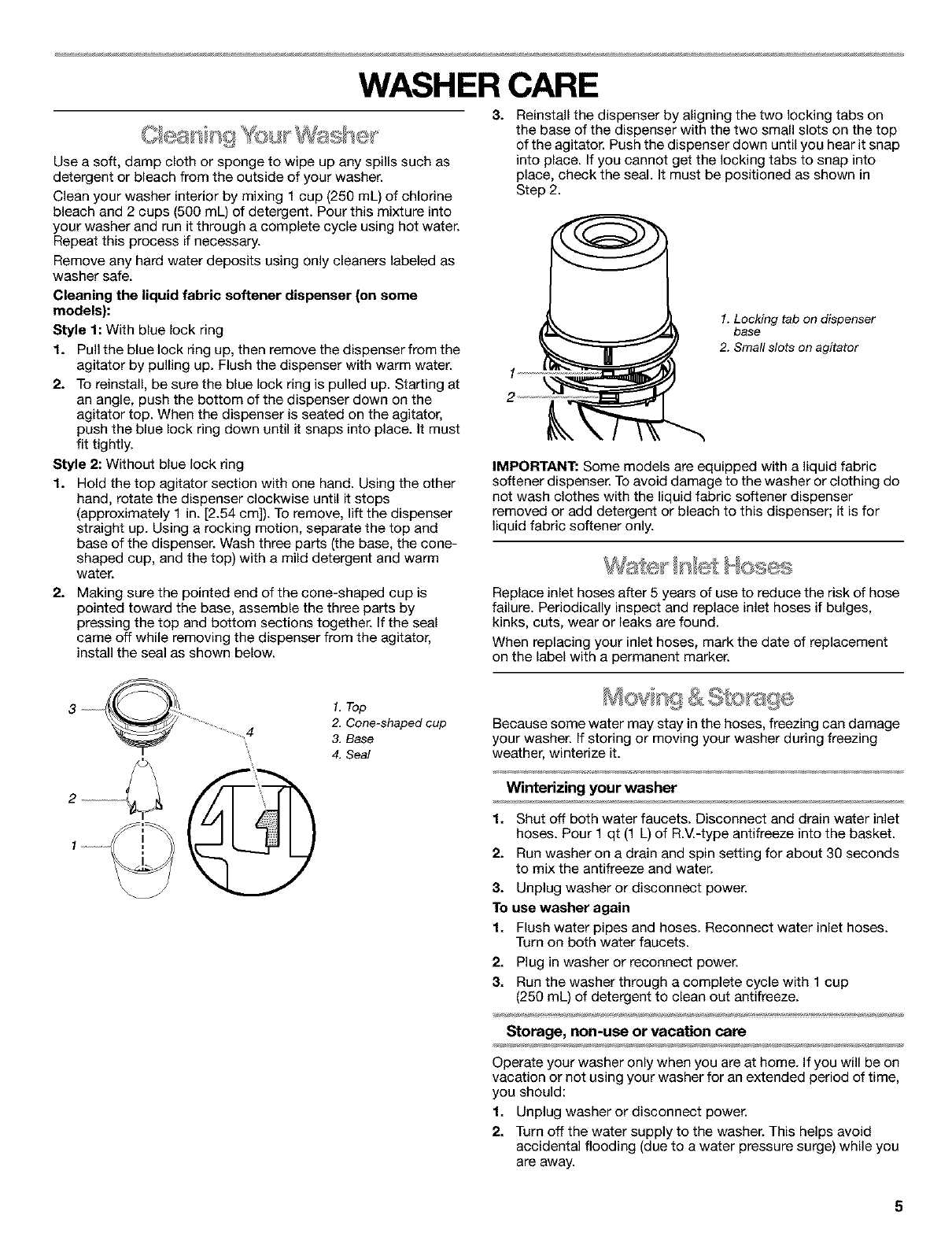 kenmore washer agitator parts diagram