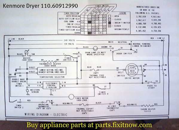 kenmore dryer model 110 parts diagram