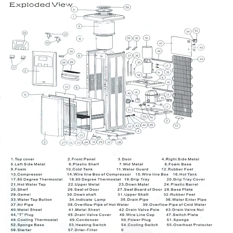 water dispenser water cooler parts diagram