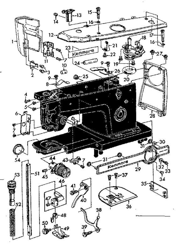 kenmore sewing machine parts diagram