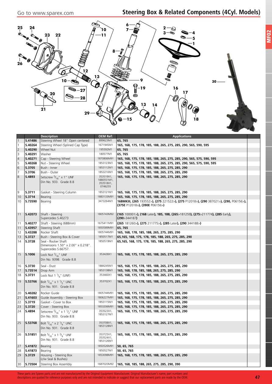 massey ferguson 135 steering parts diagram