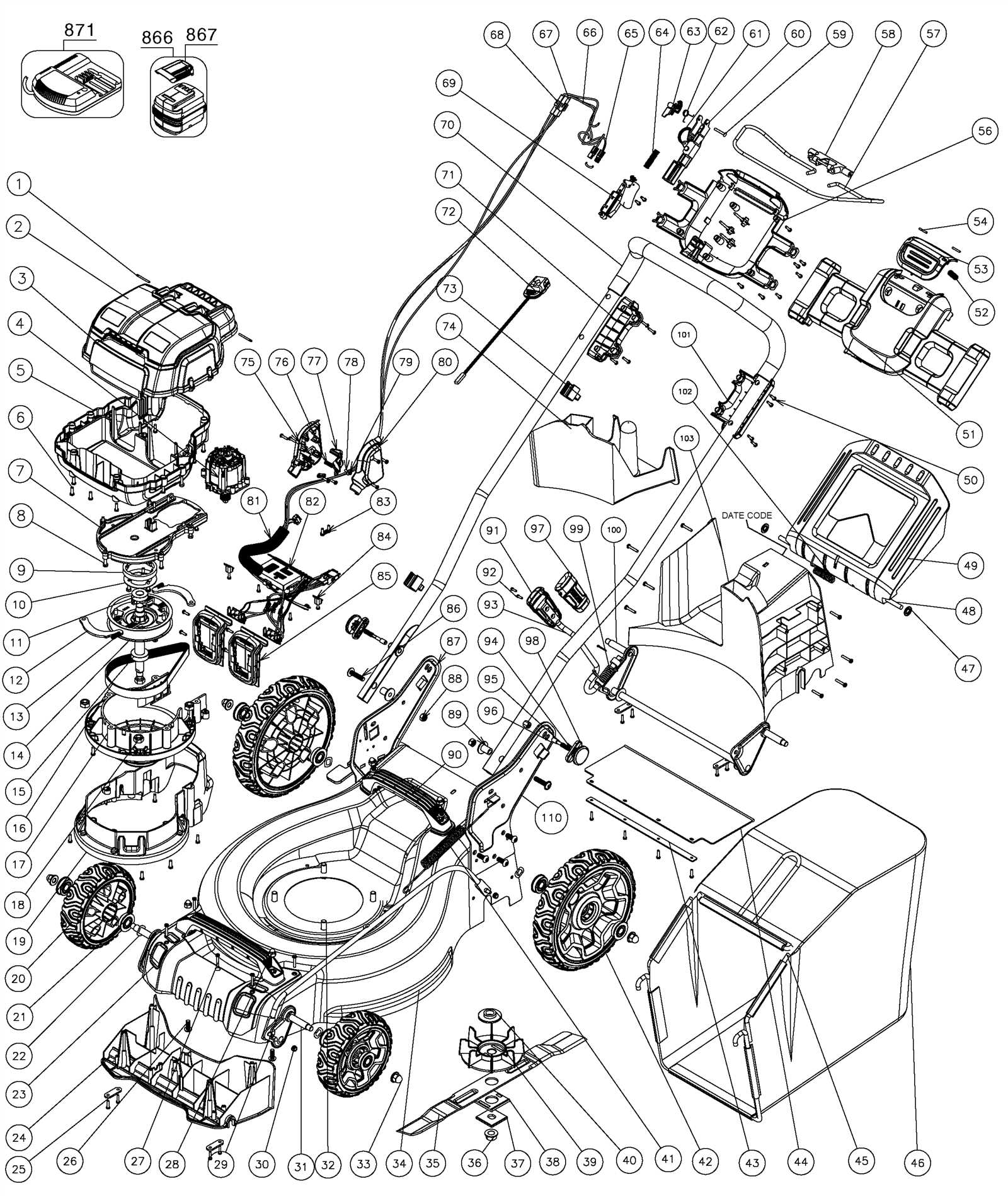 troy bilt self propelled lawn mower parts diagram