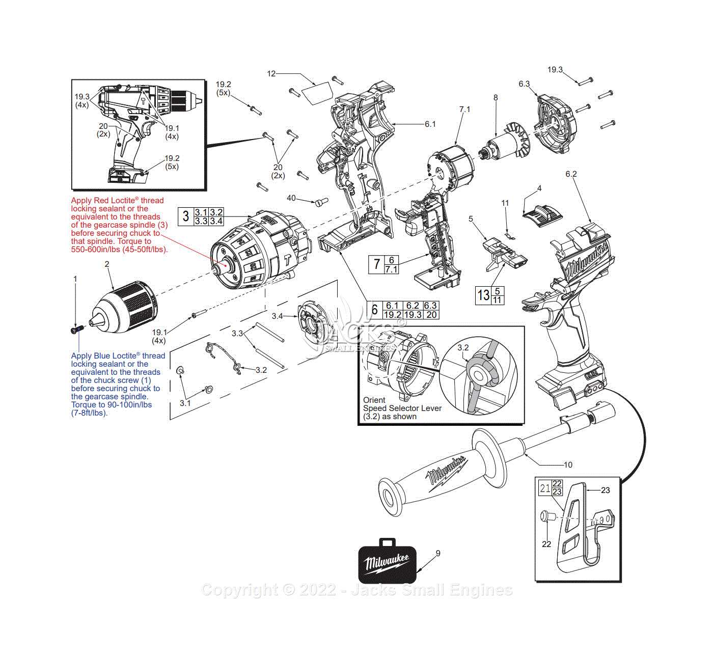 milwaukee right angle drill parts diagram