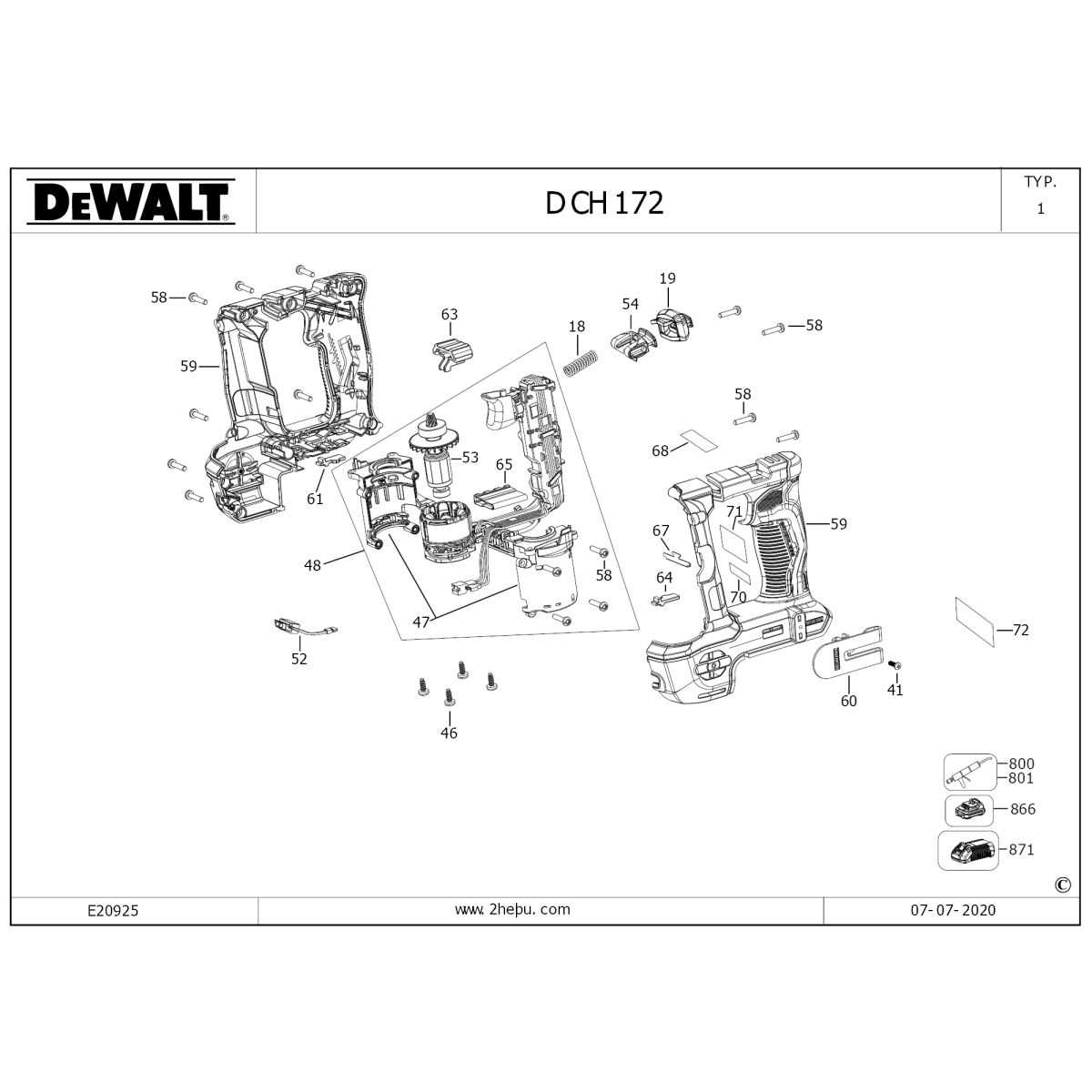 dewalt dch273 parts diagram