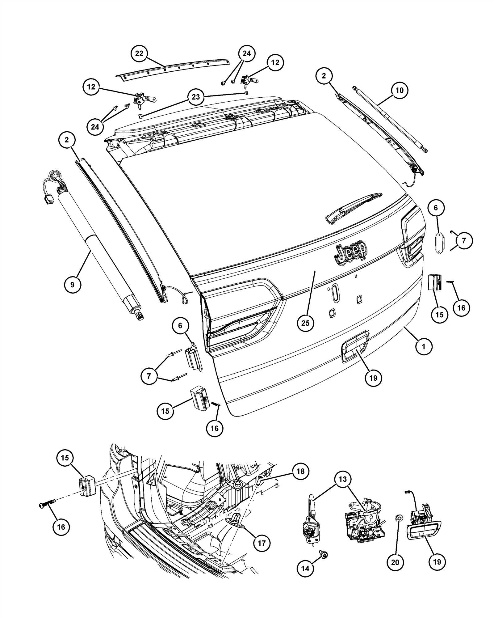 jeep grand cherokee door parts diagram