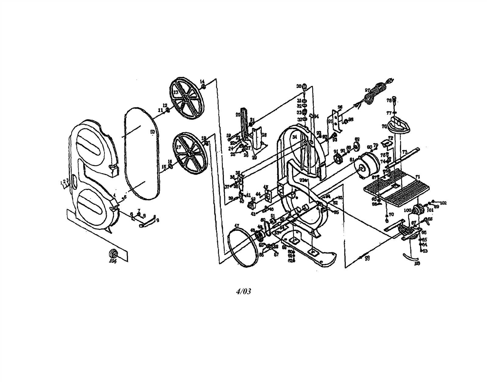 ryobi band saw parts diagram