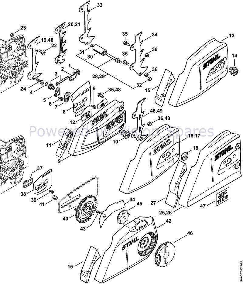 parts of a chainsaw chain diagram