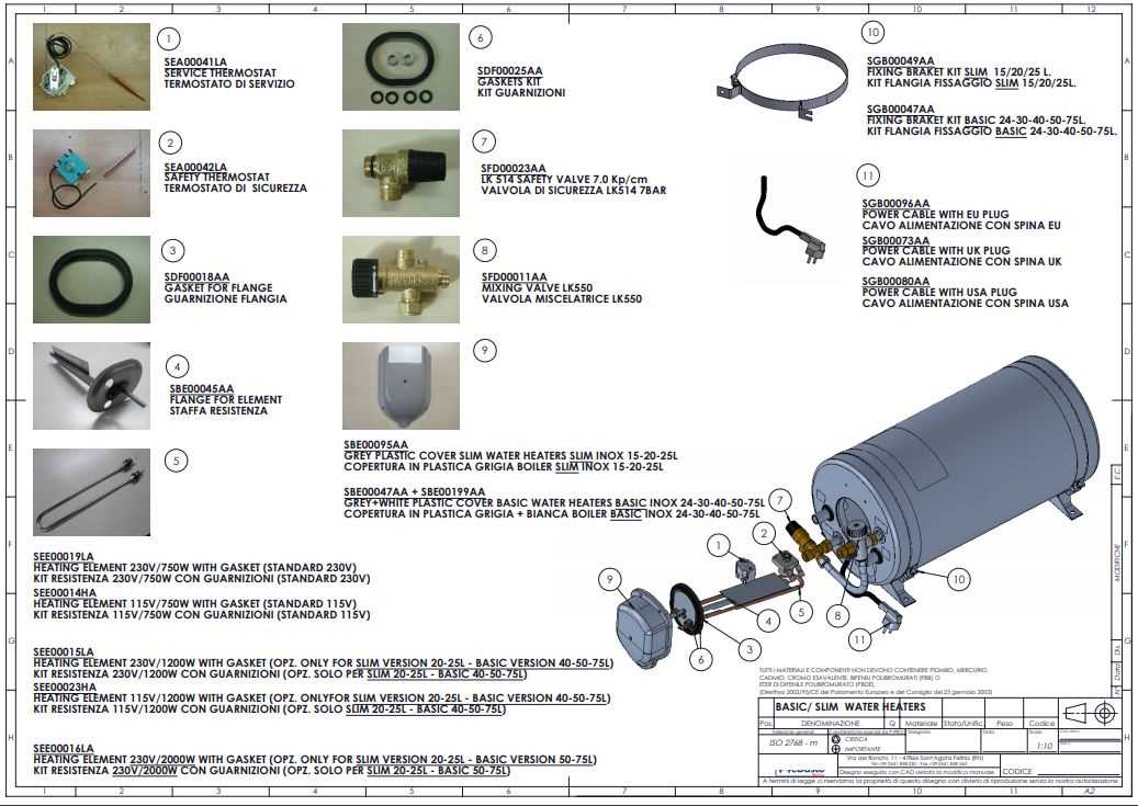 parts of water heater diagram