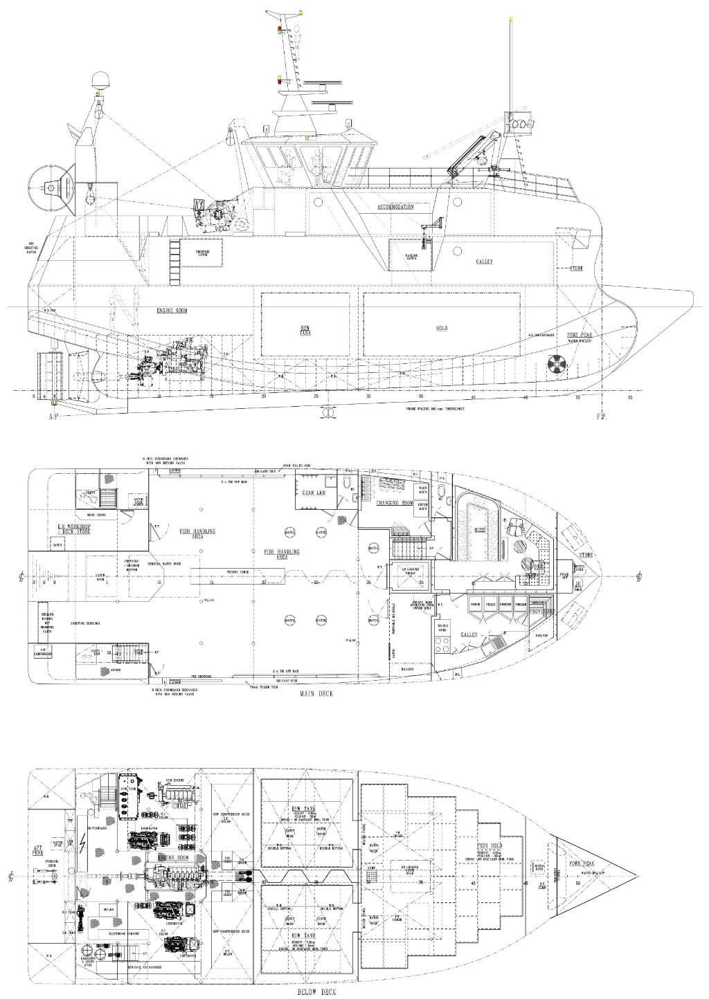 parts of a fishing boat diagram