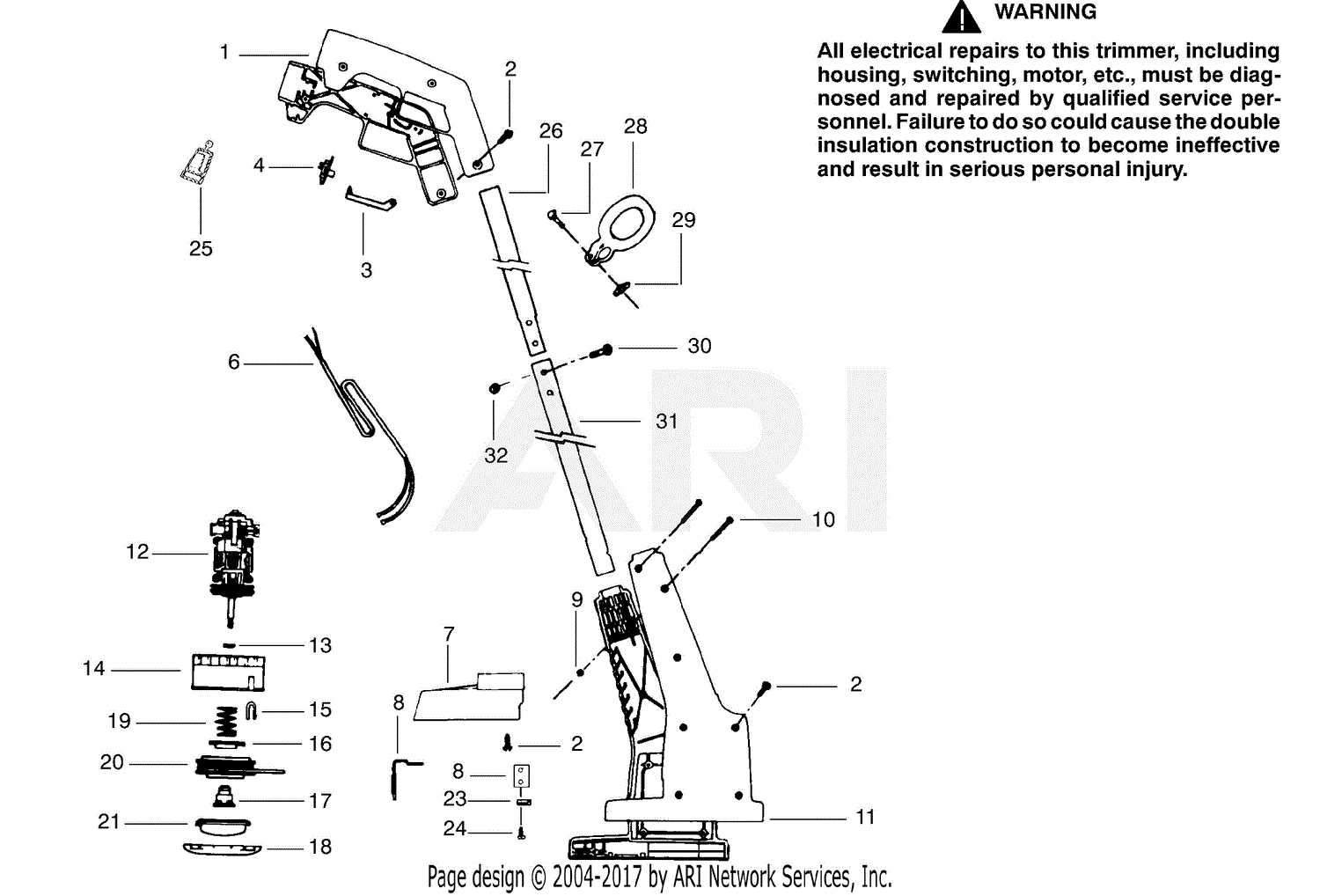 poulan pro trimmer parts diagram