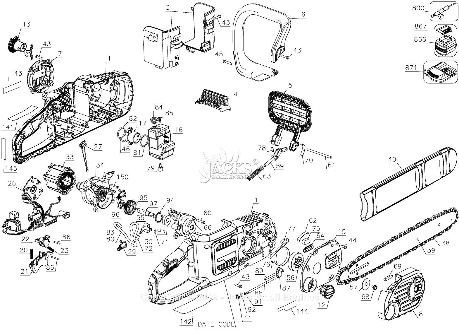 dewalt 60v chainsaw parts diagram