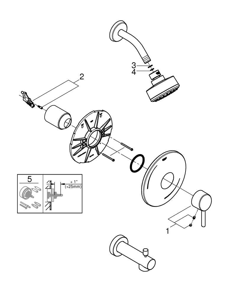 shower faucet parts diagram