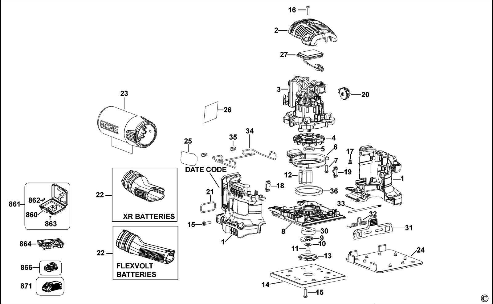 dewalt palm sander parts diagram