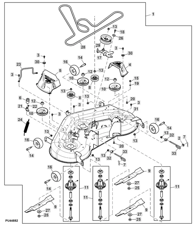 48 inch john deere mower deck parts diagram