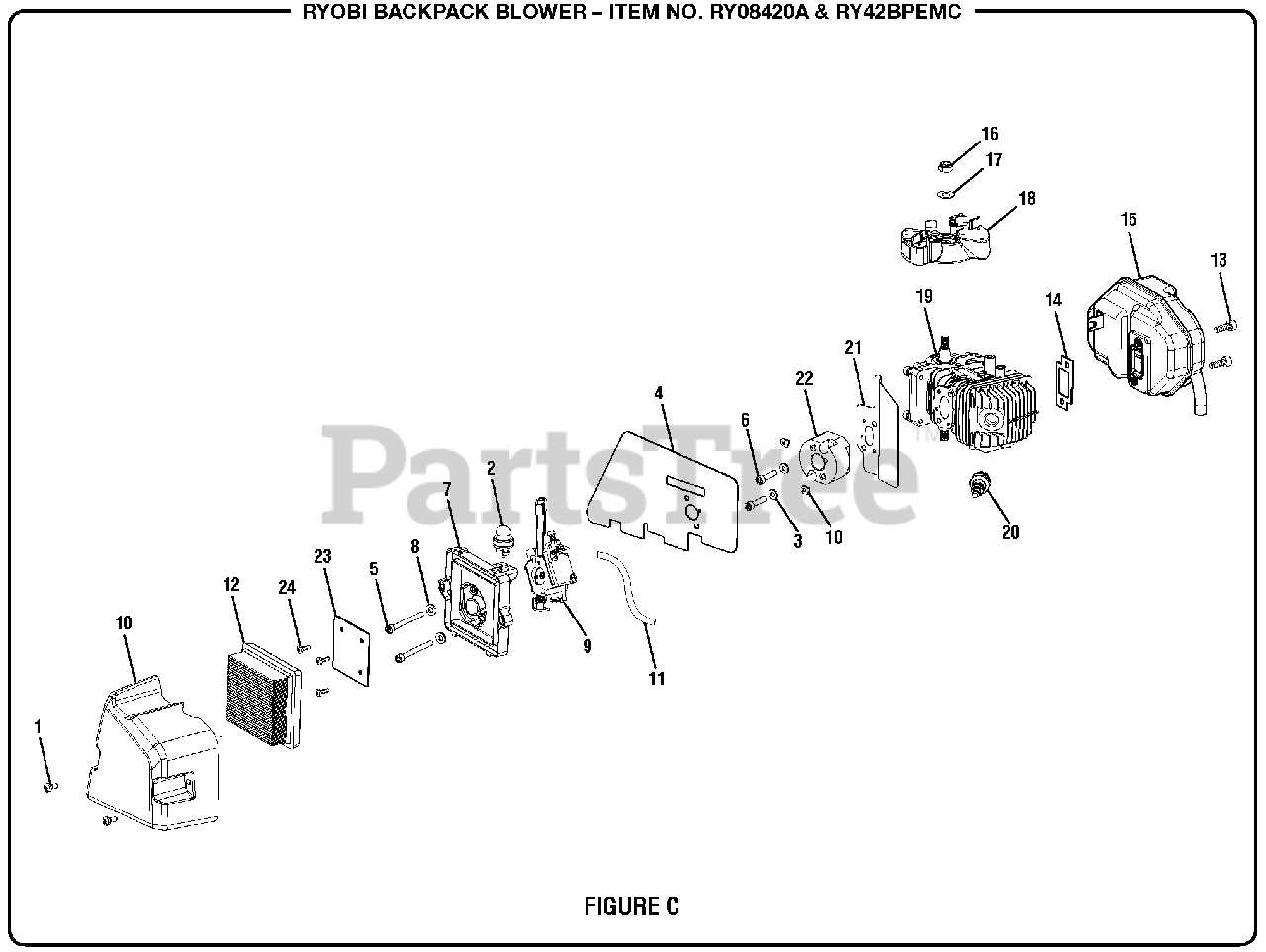 ryobi backpack blower parts diagram