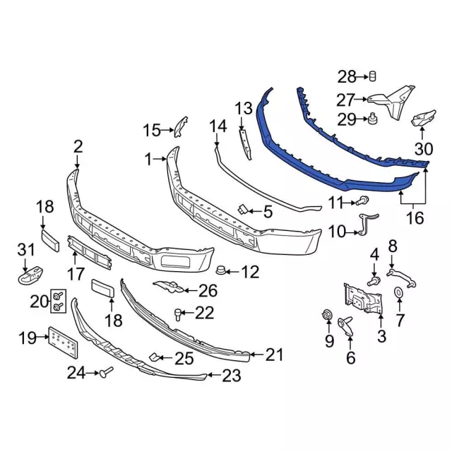 2021 ford f150 front bumper parts diagram