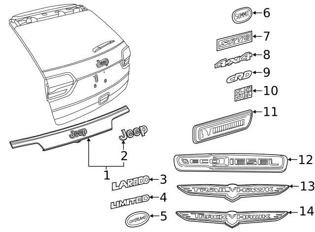 jeep grand cherokee body parts diagram