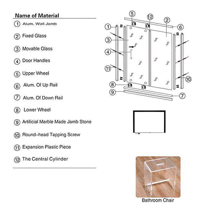 sliding shower door parts diagram