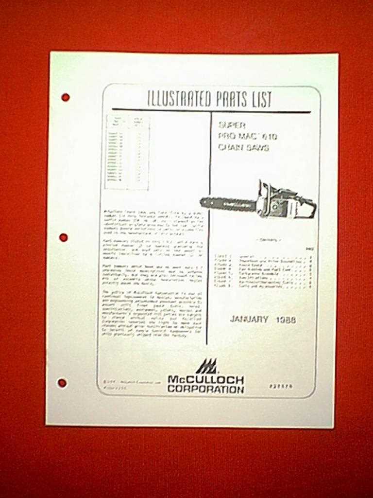 mcculloch 610 parts diagram