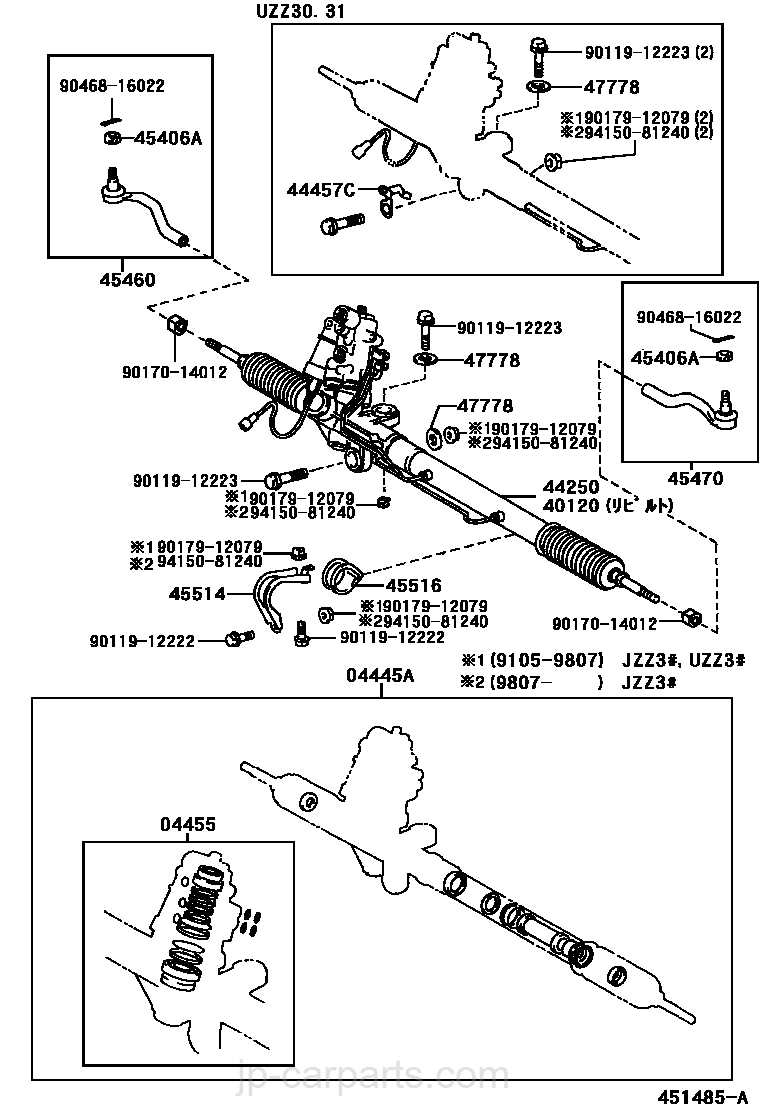 steering rack parts diagram