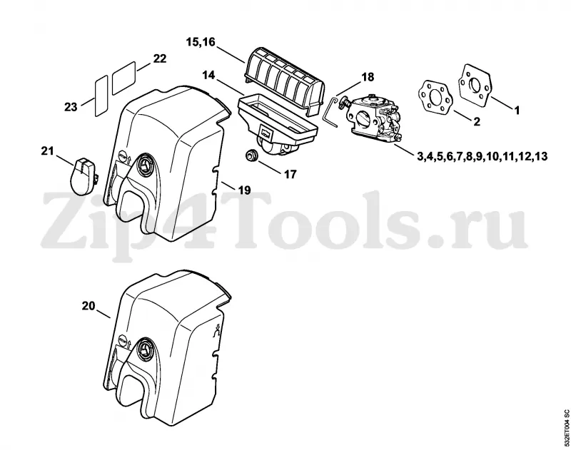 stihl br 400 parts diagram