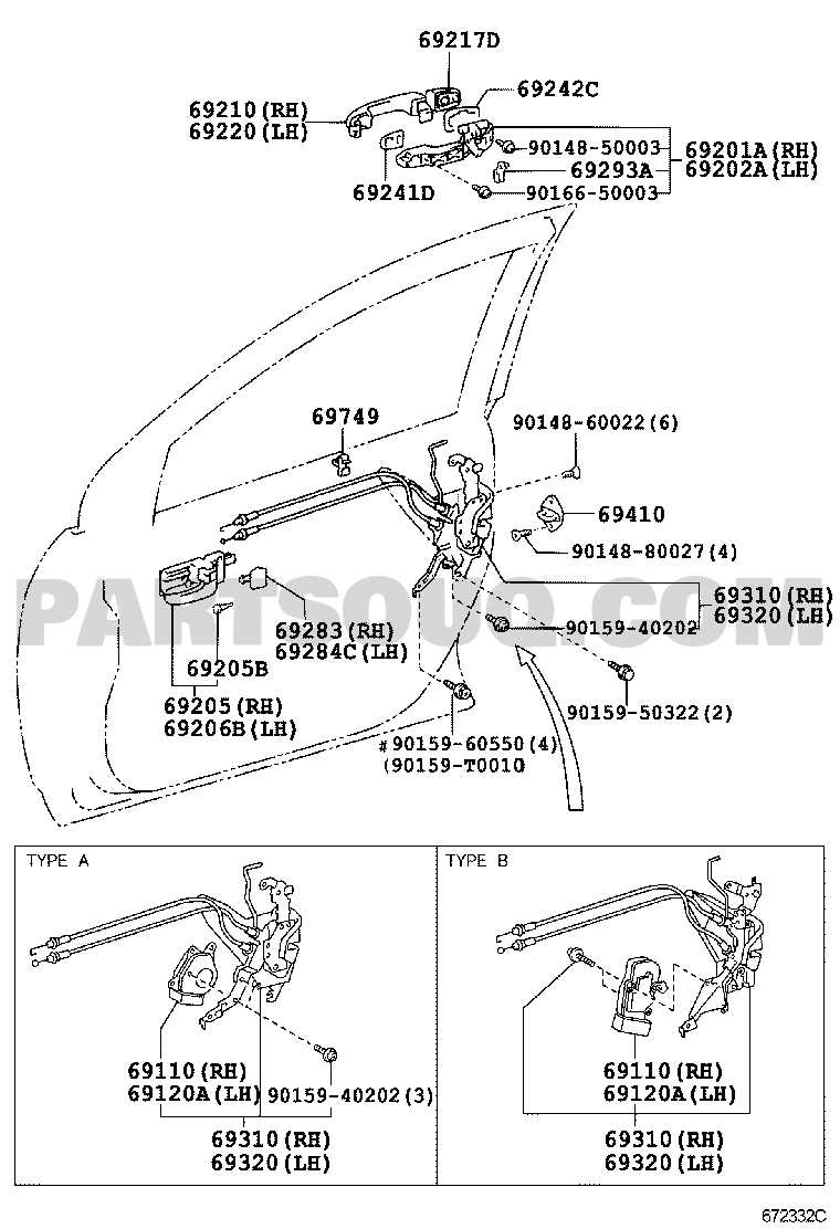 toyota corolla door parts diagram