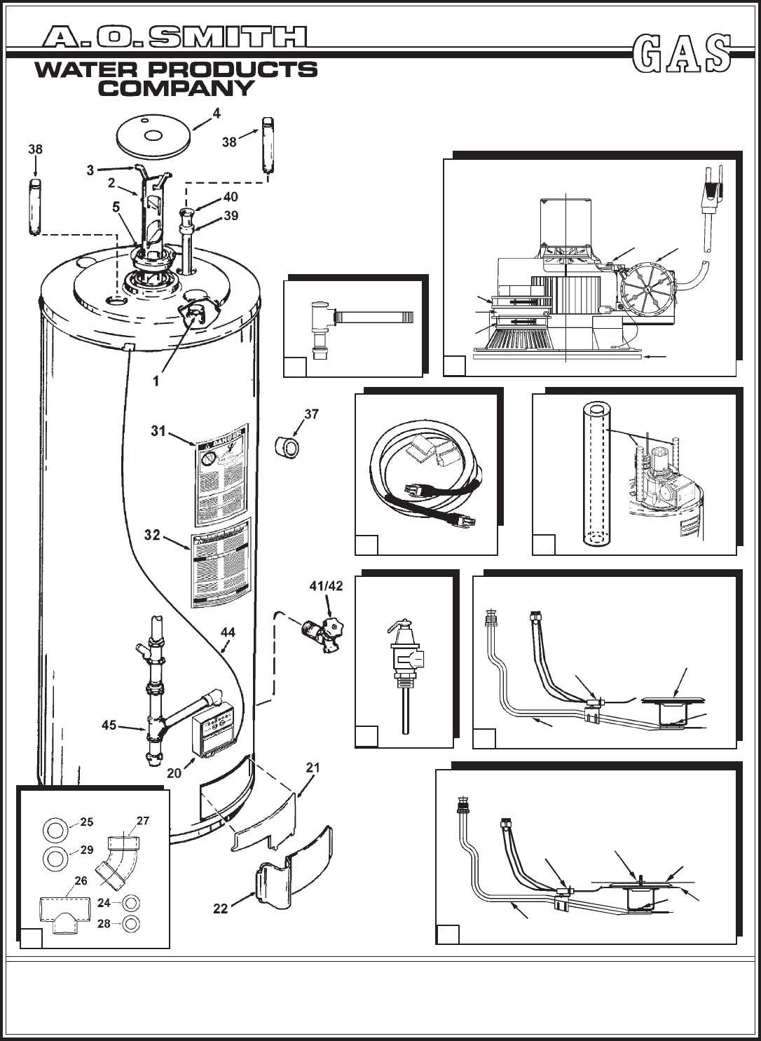 ge gas water heater parts diagram