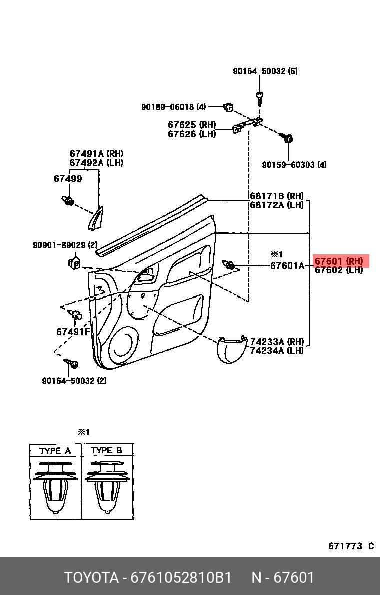 toyota tacoma door parts diagram