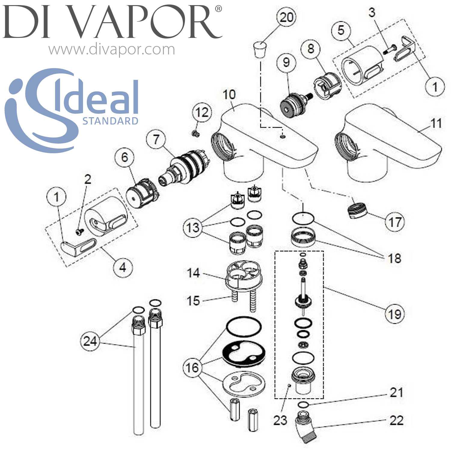 shower faucet parts diagram