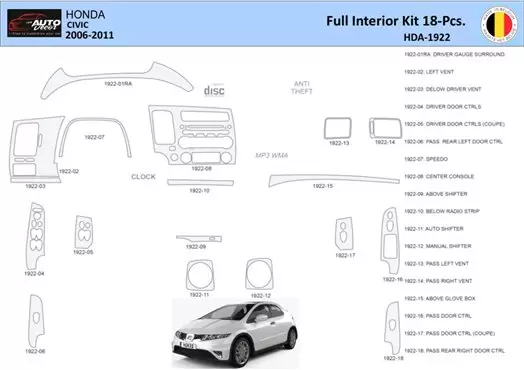 honda civic interior parts diagram