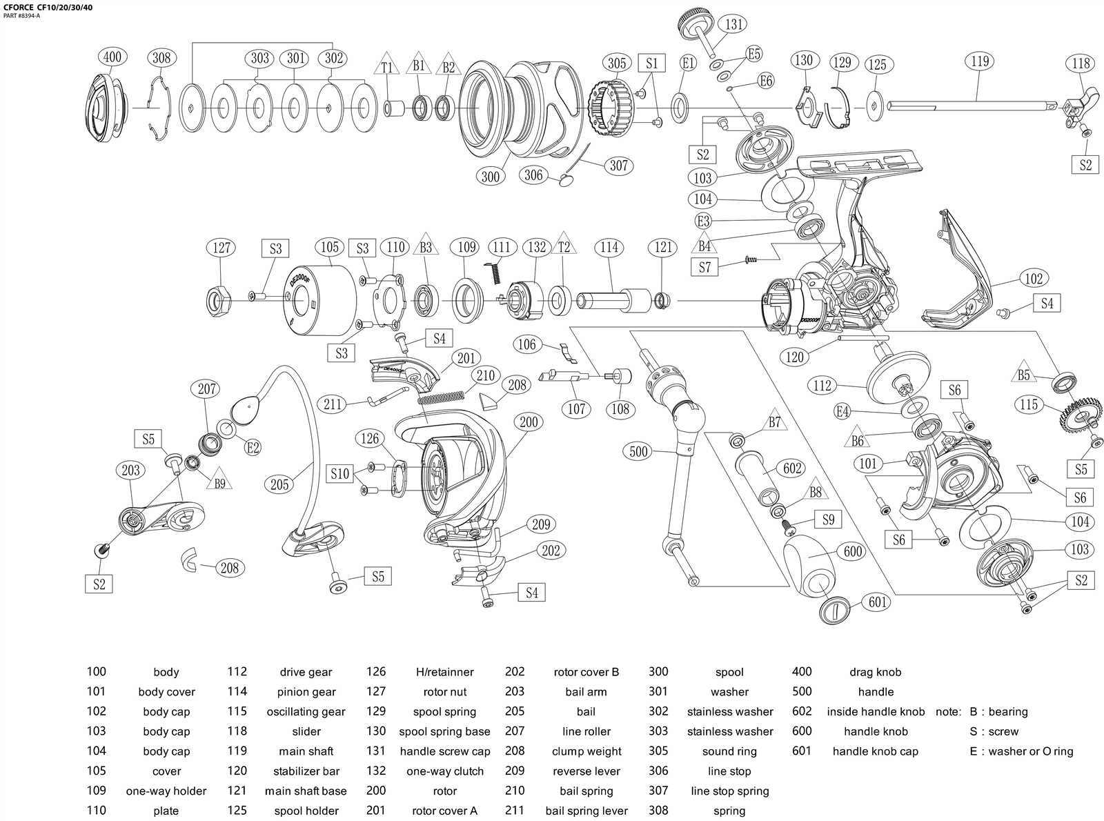 spinning daiwa reel diagrams & parts lists