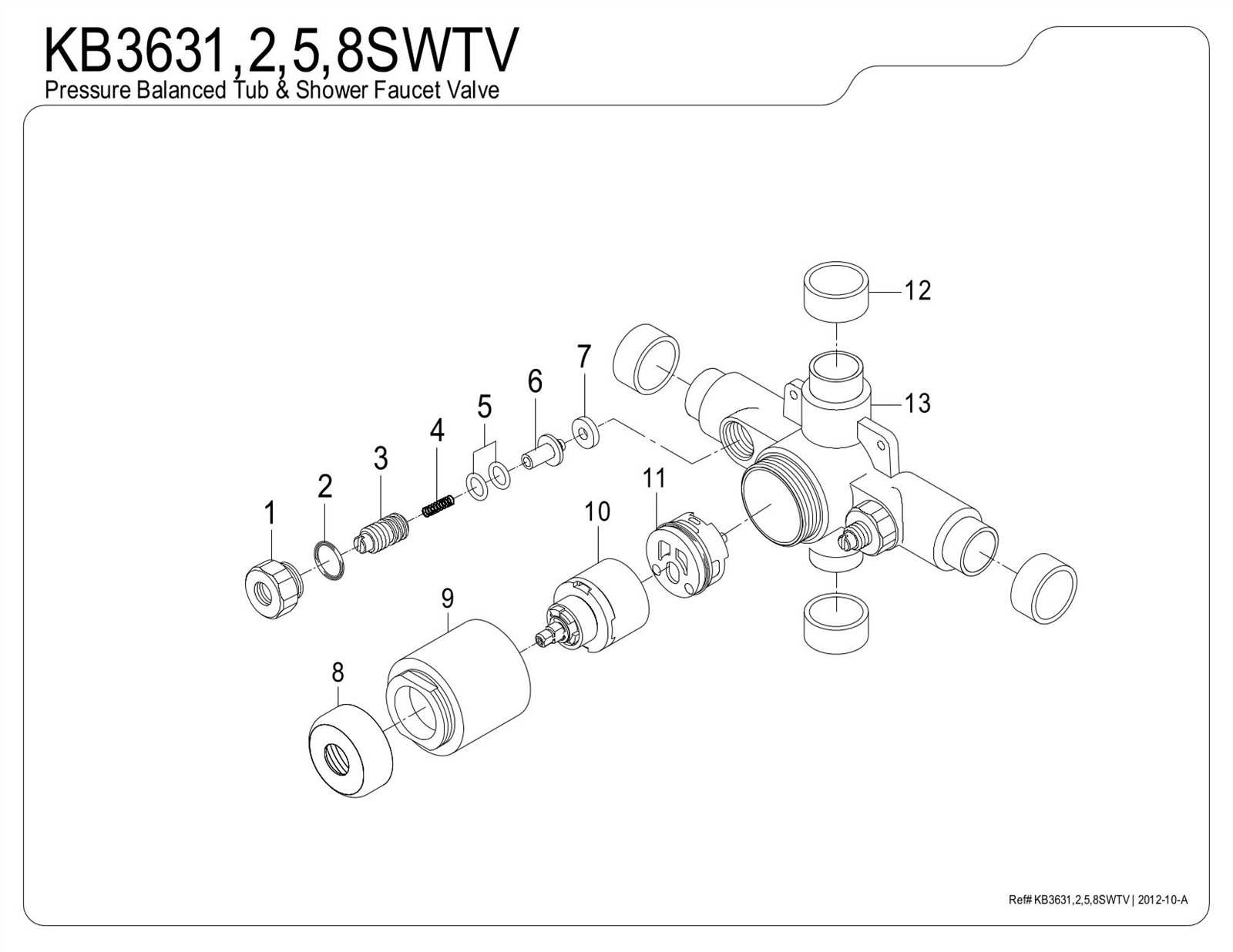 shower faucet parts diagram