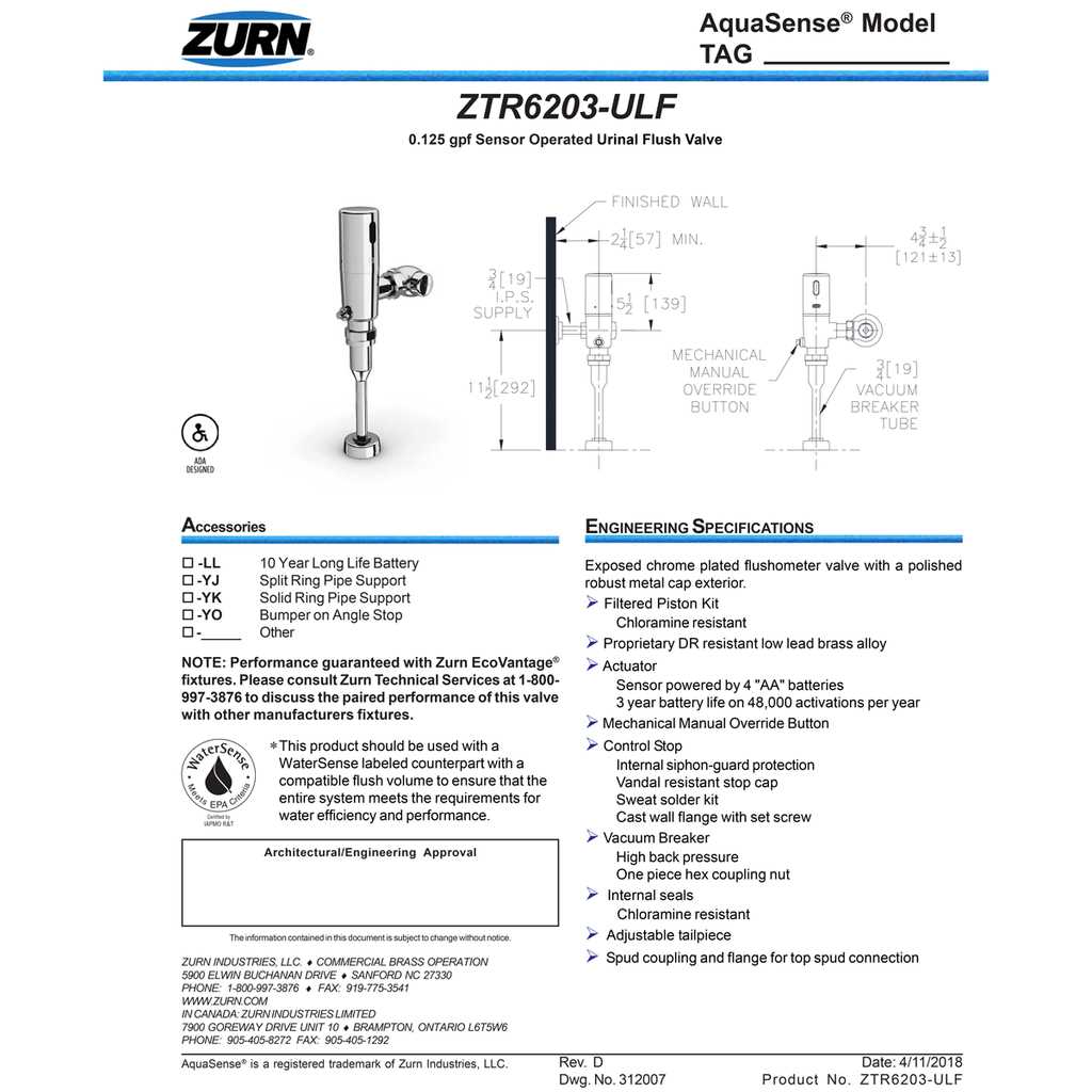 zurn flush valve parts diagram