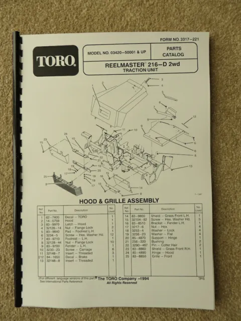 toro 20339 parts diagram