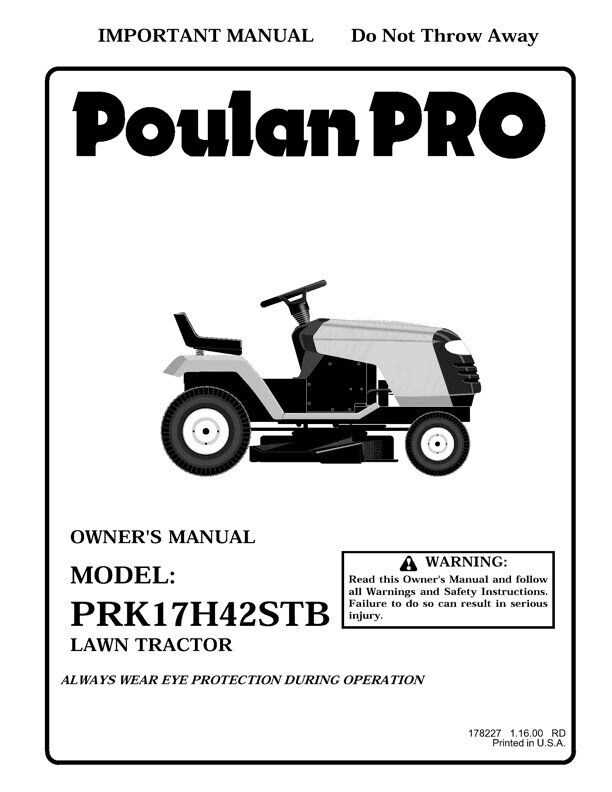 poulan pro riding mower parts diagram