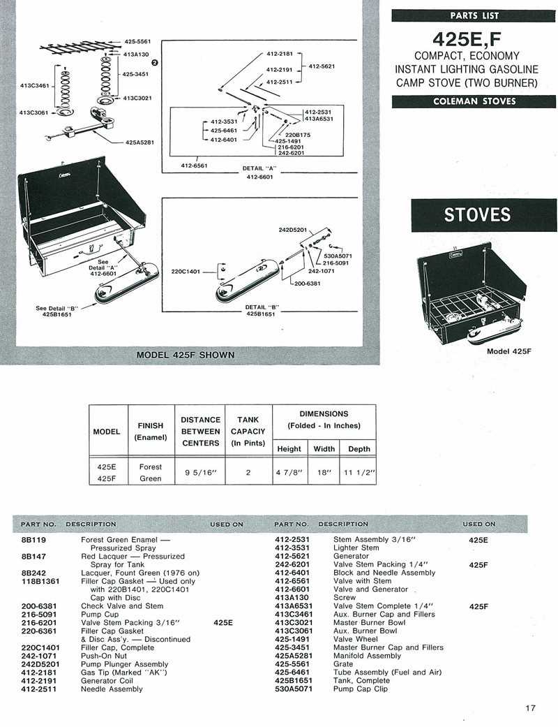 coleman camp stove parts diagram