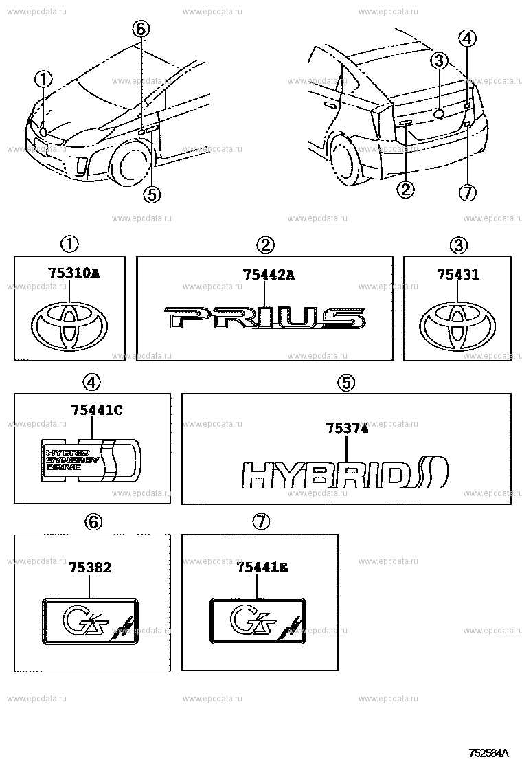 2010 toyota prius body parts diagram