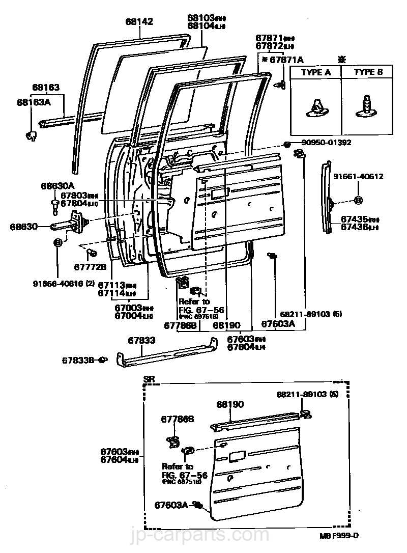 toyota tacoma door parts diagram